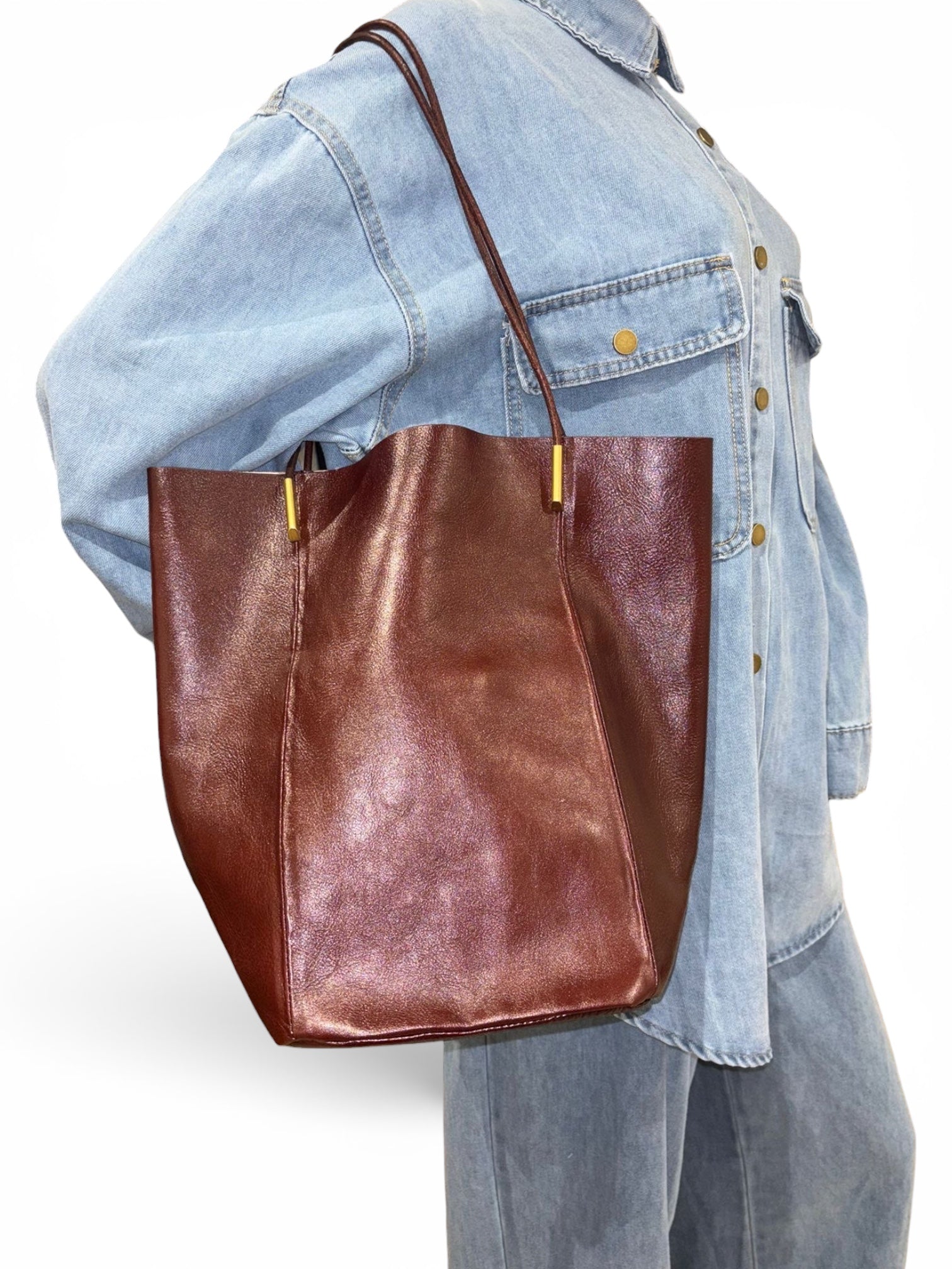 SAC EN CUIR LISSE MARRON