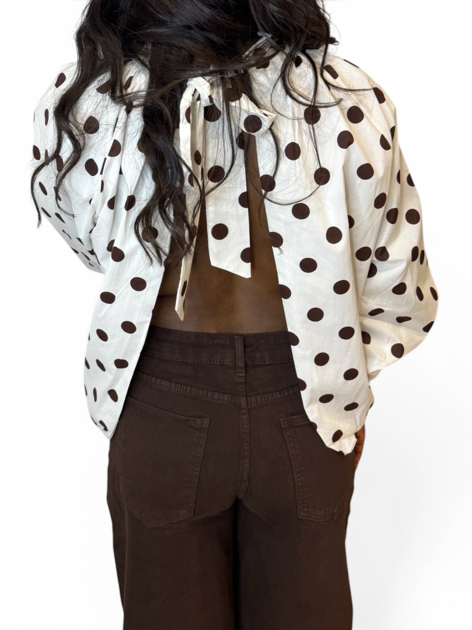 BLOUSE POIS BLANC MARRON