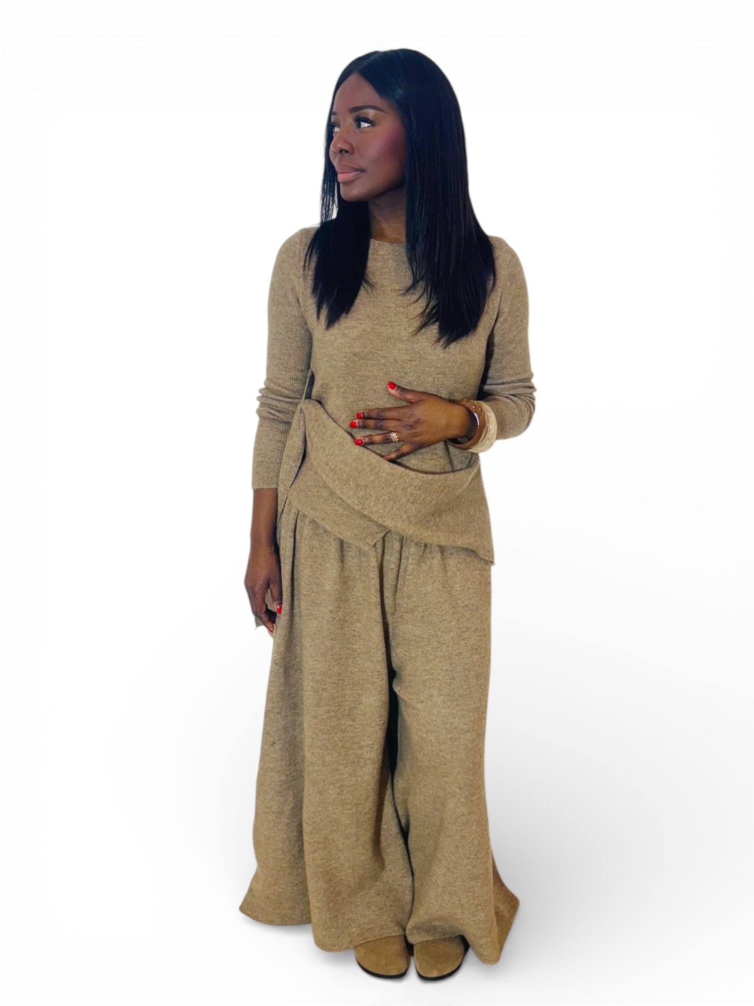 ENSEMBLE COSY ASYMÉTRIQUE TAUPE