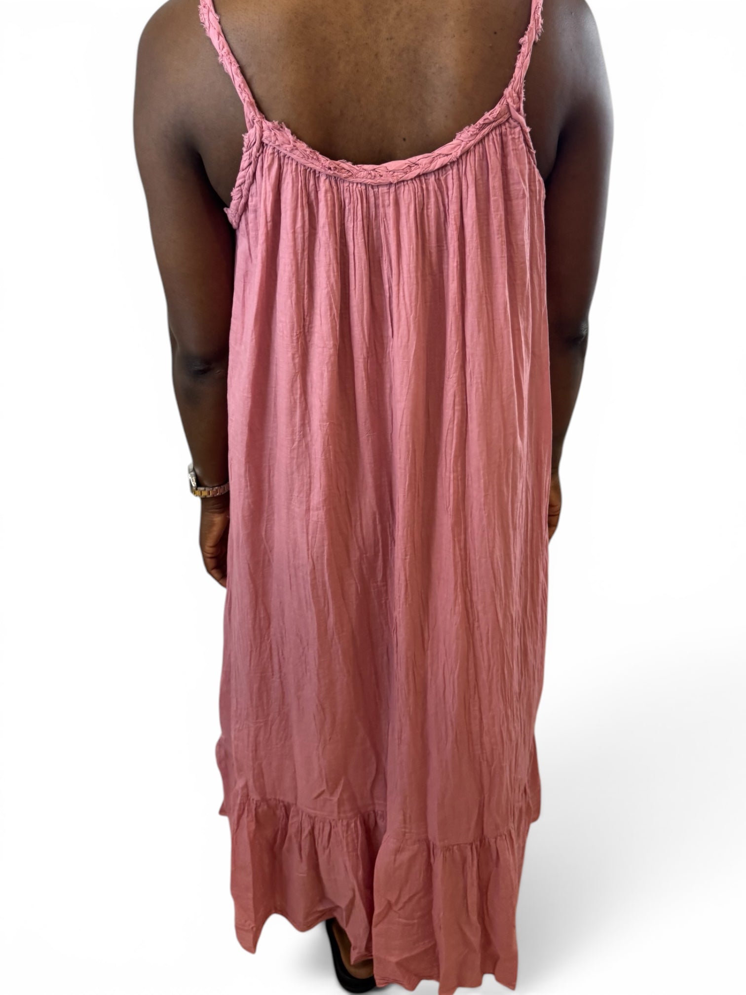 ROBE COTON VIEUX ROSE