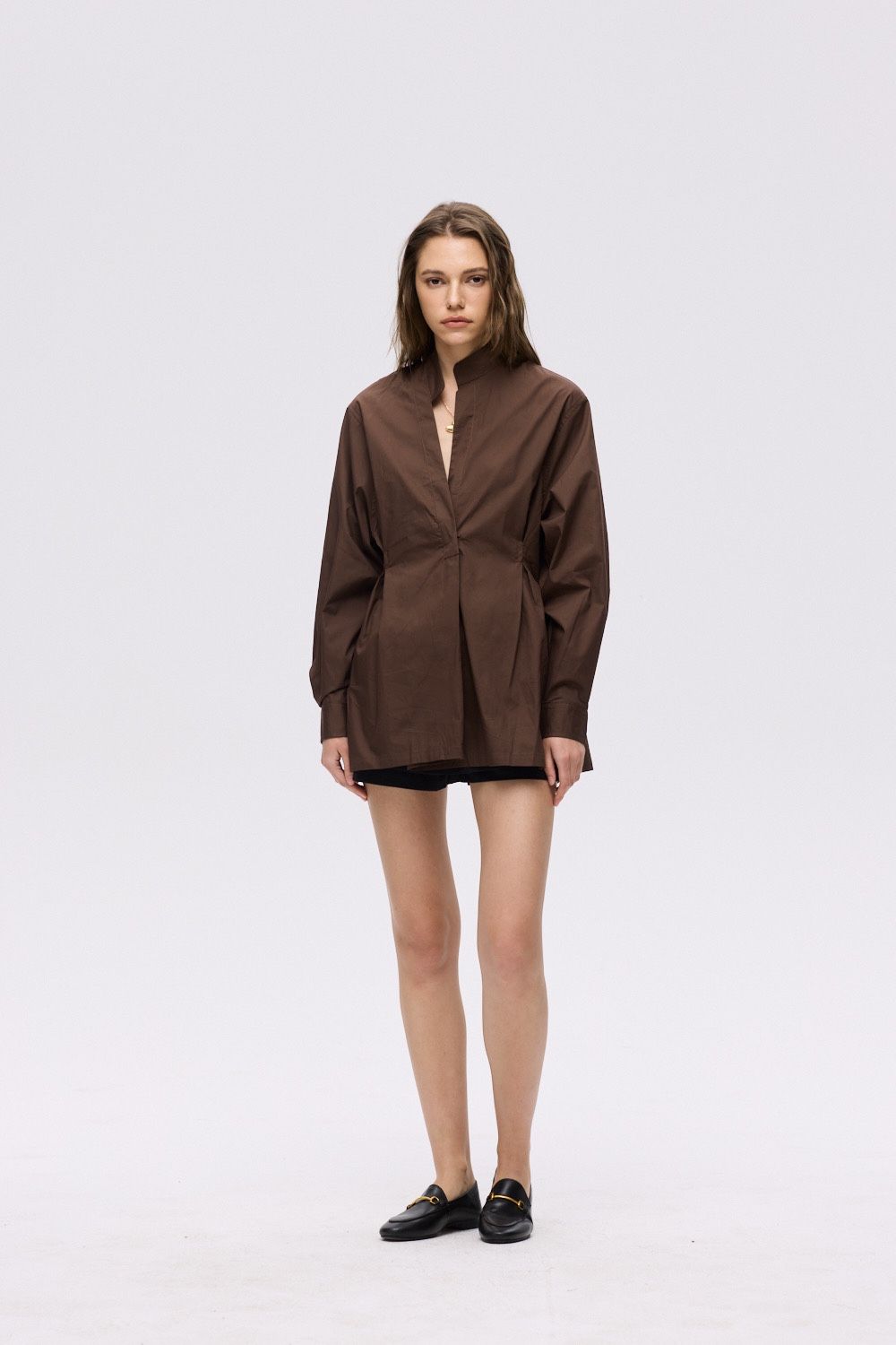 CHEMISE CROISER MARRON