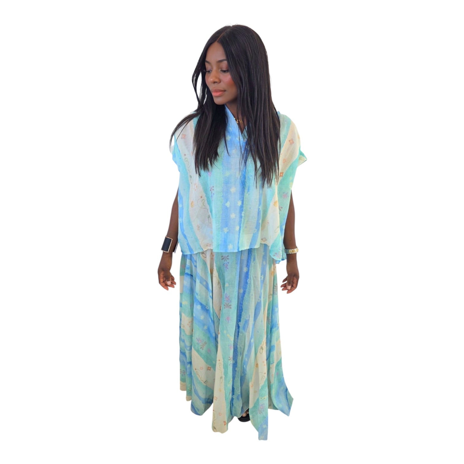 ENSEMBLE JUPE BOHO BLEU