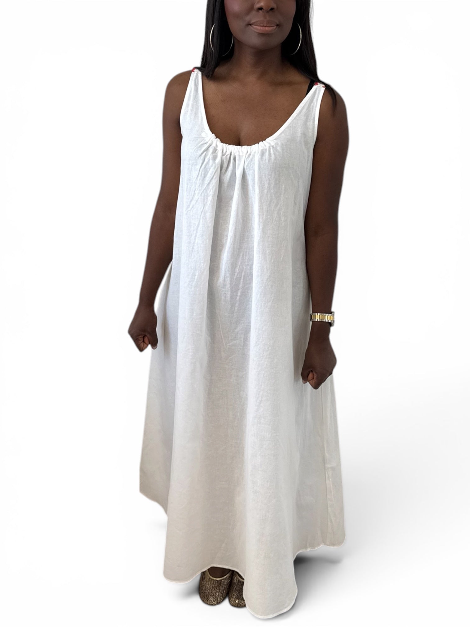ROBE BLANCHE BRETELLE ROUGE