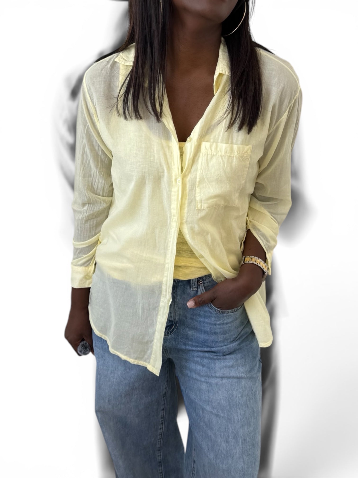 CHEMISE VOILE DE COTON JAUNE