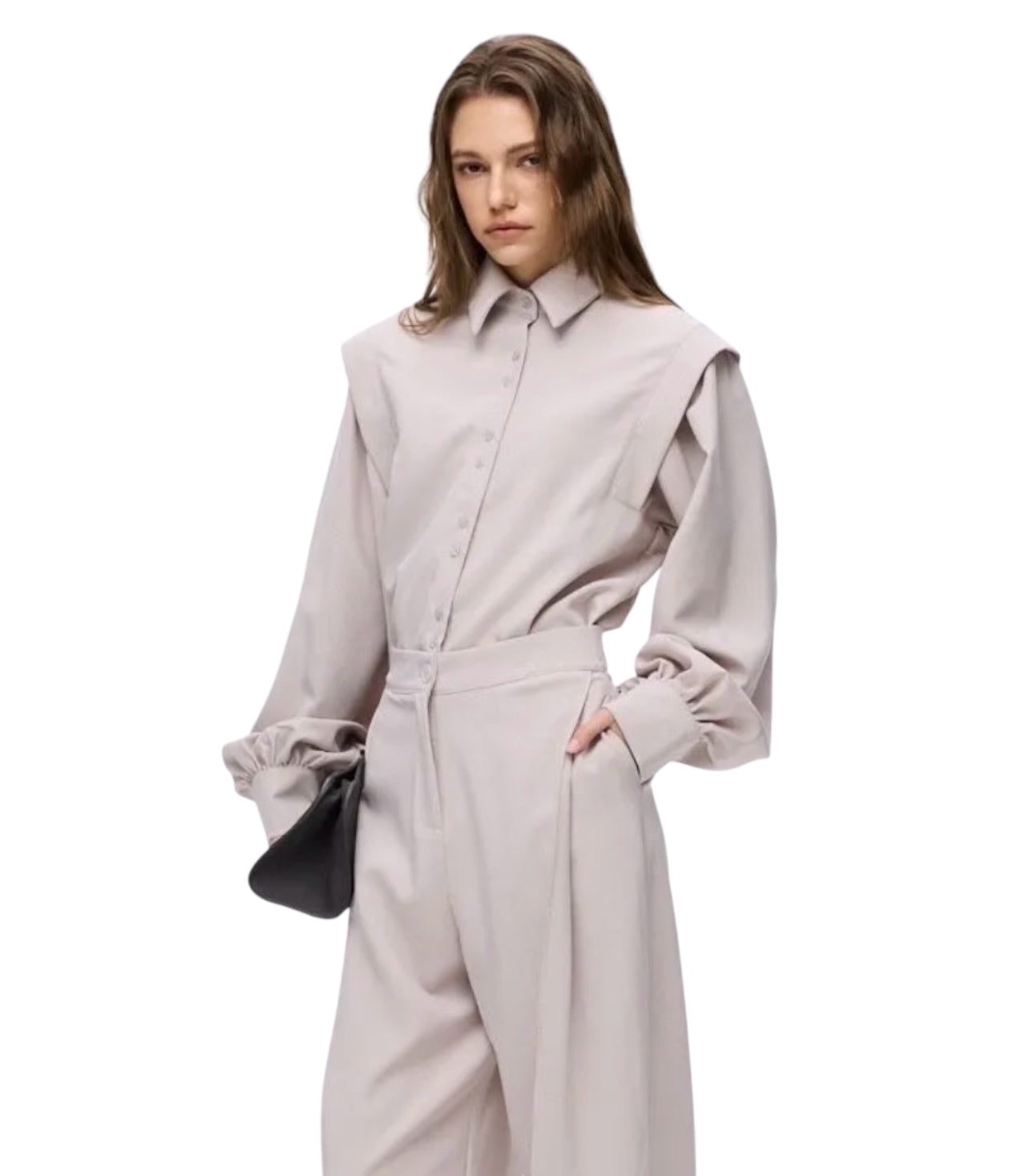 CHEMISE A EPAULES STRUCTURÉES GRIS
