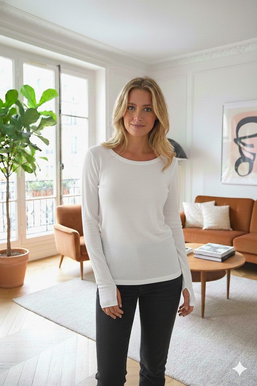 TSHIRT COTTON MITAINE BLANC