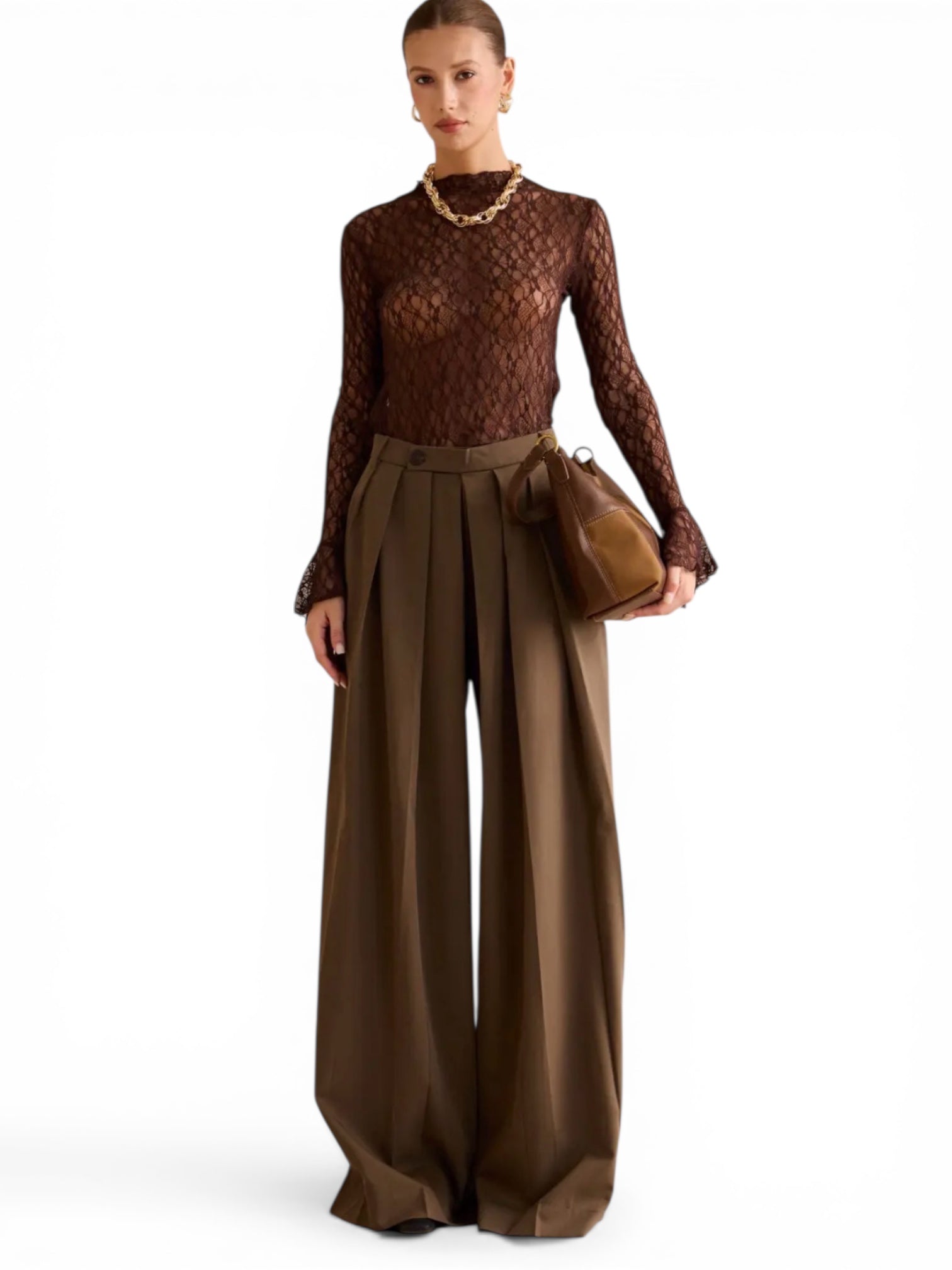 PANTALON PLISSER MARRON