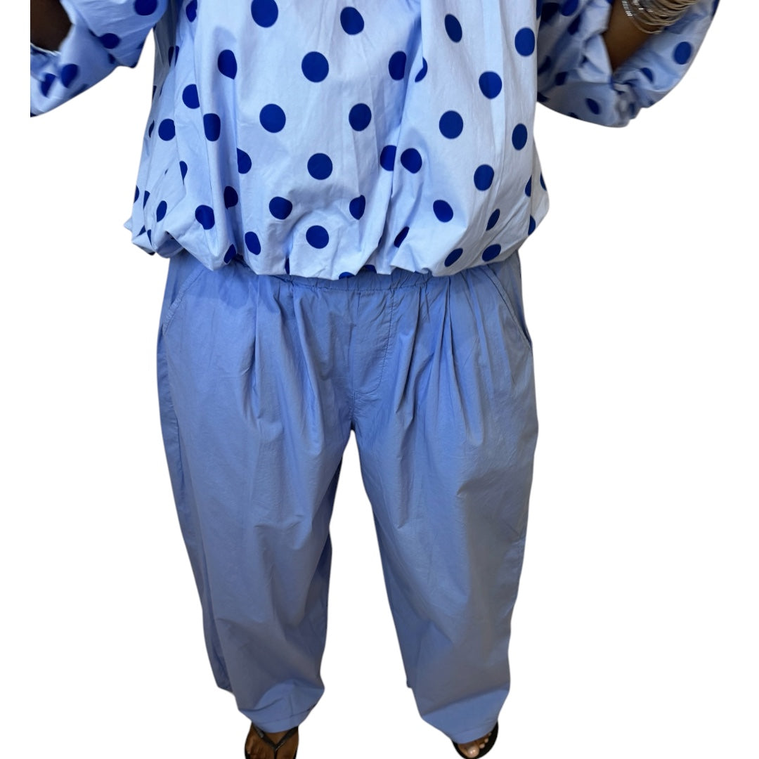 PANTALON POPELINE OVERSIZE BLEU CIEL