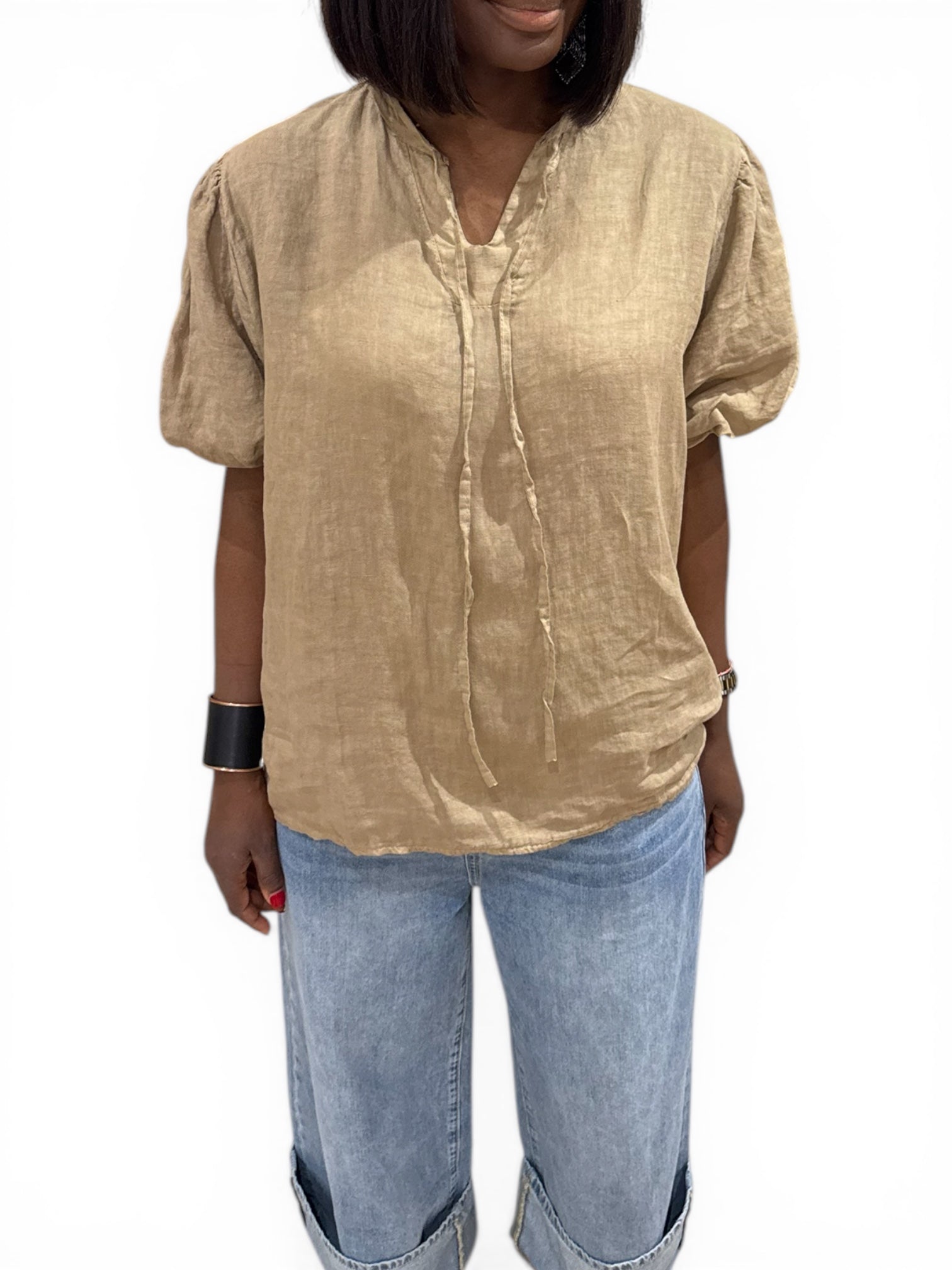 BLOUSE LIN TAUPE