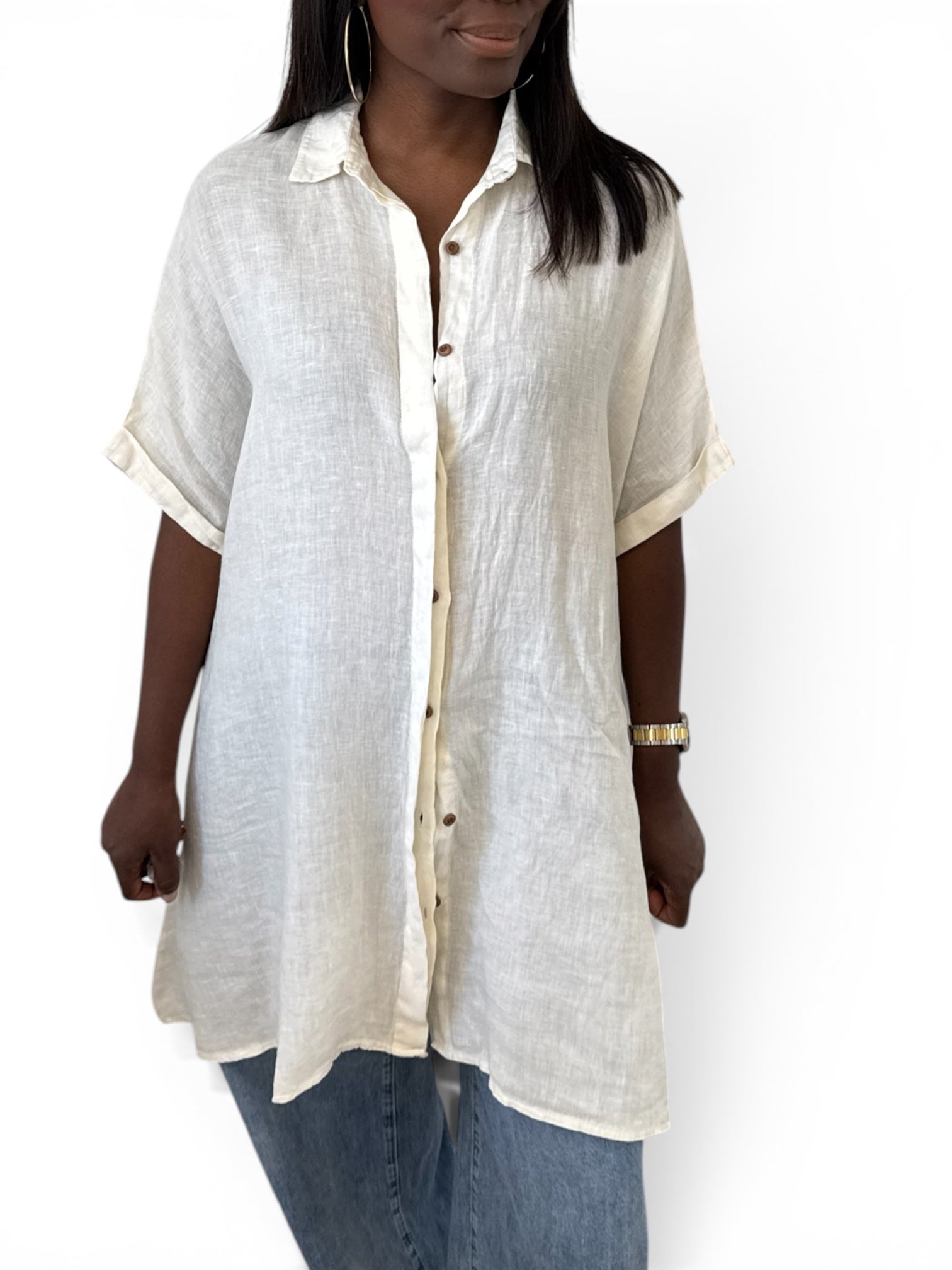 CHEMISE LIN TRAPÈZE SABLE