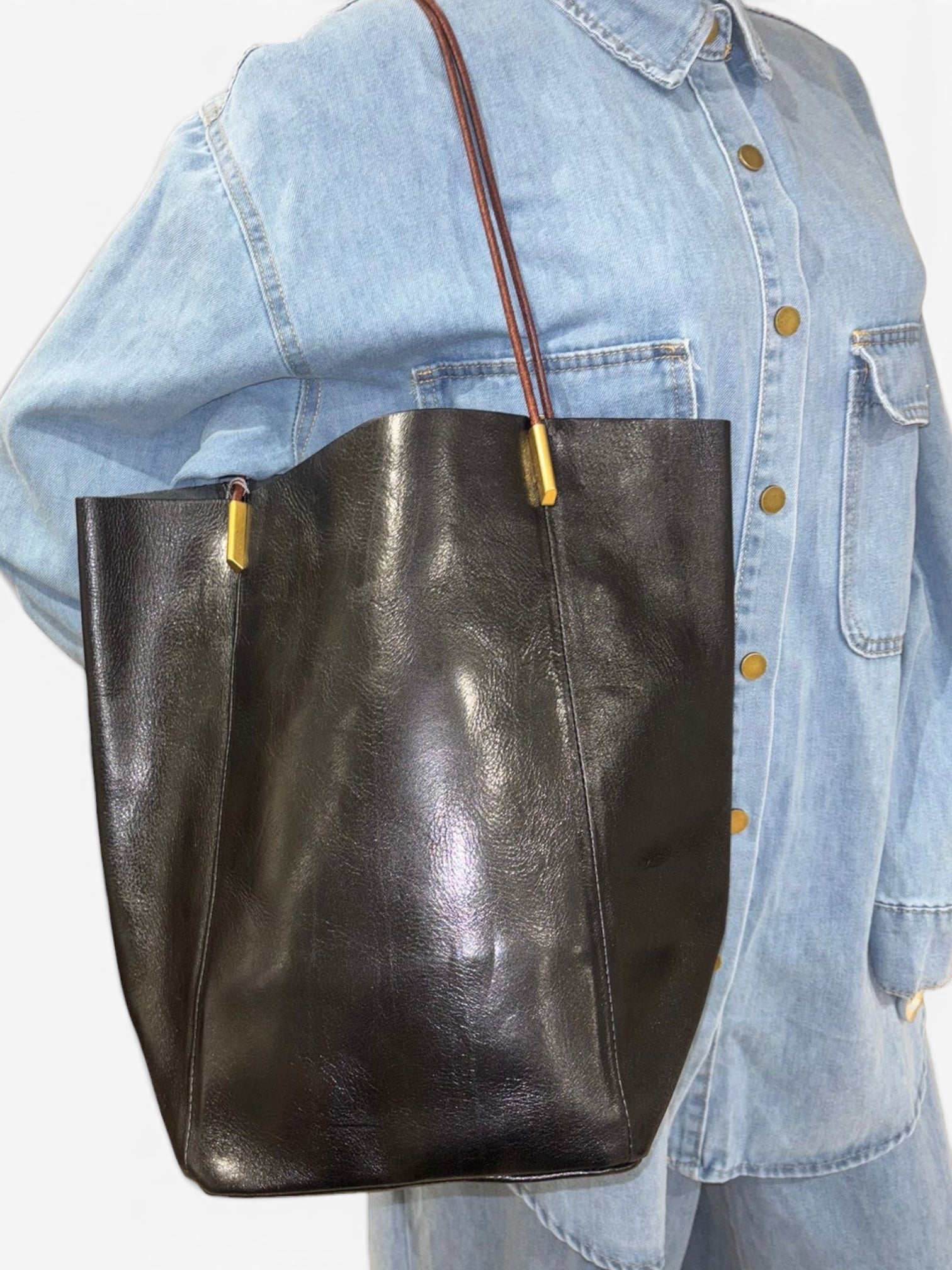 SAC EN CUIR LISSE NOIR