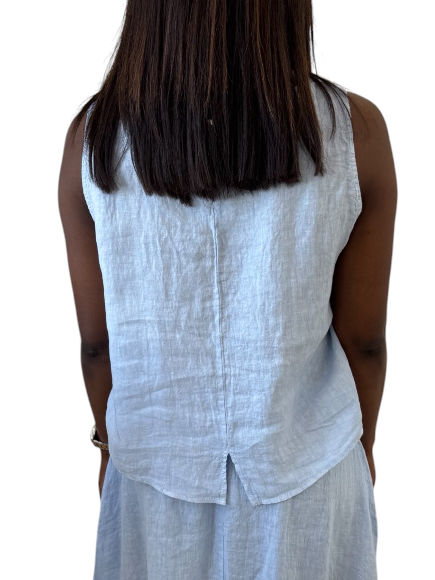 TOP BLEU EN LIN