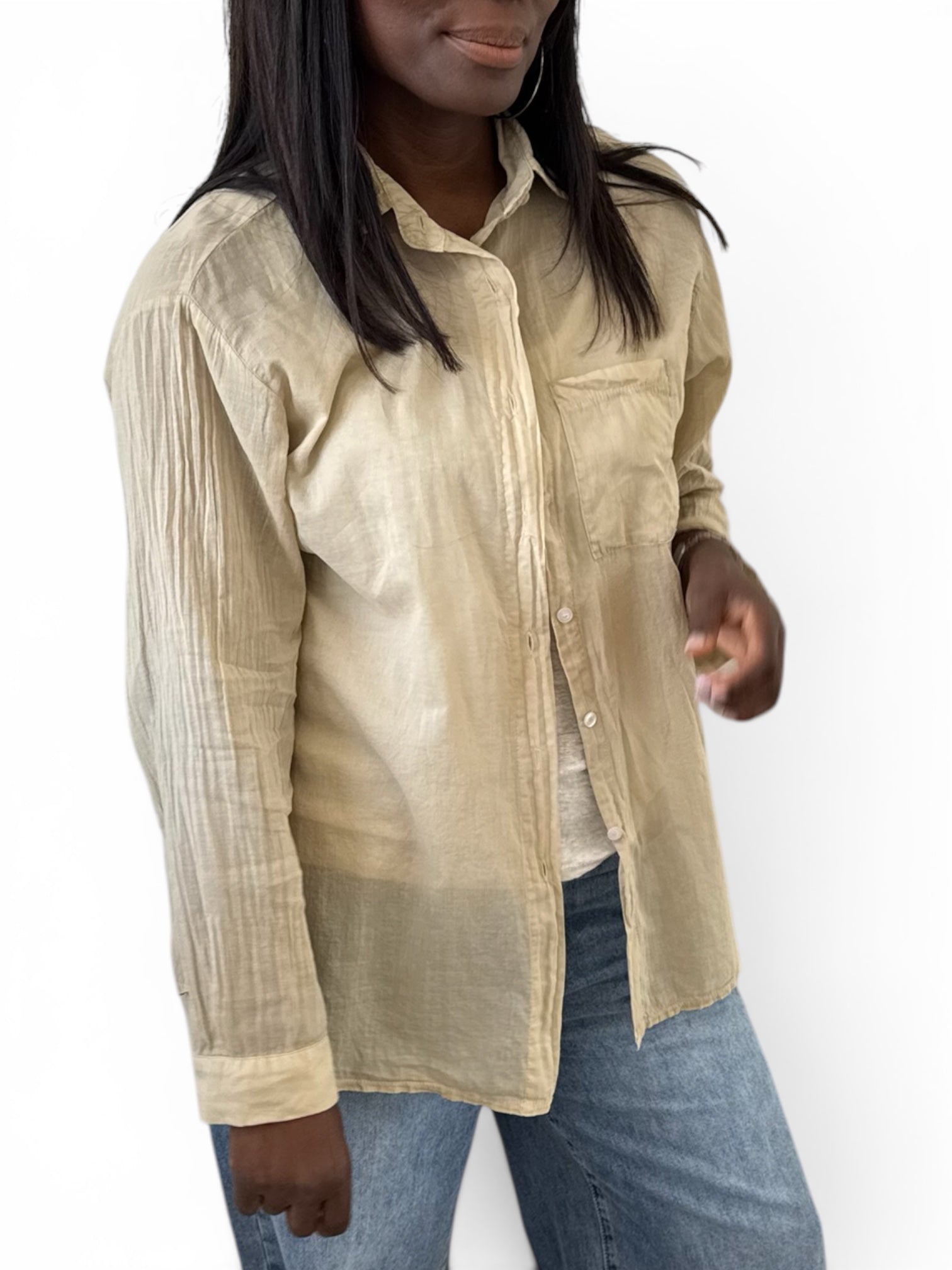 CHEMISE VOILE DE COTON TAUPE