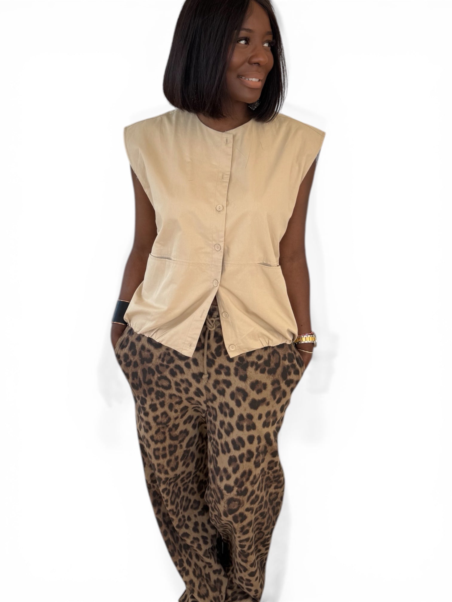 GILET SANS MANCHE TAUPE
