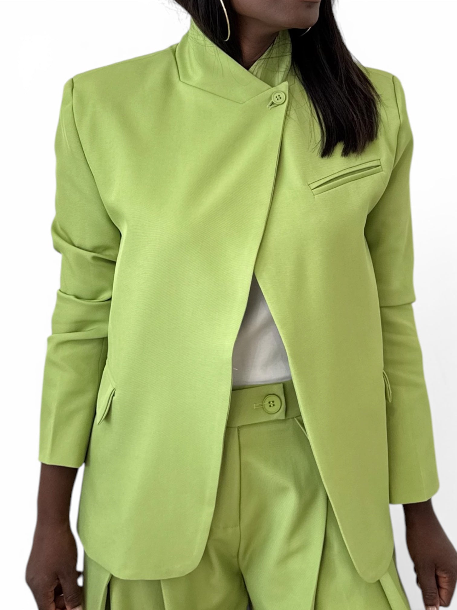 BLAZER BOUTON COL VERT