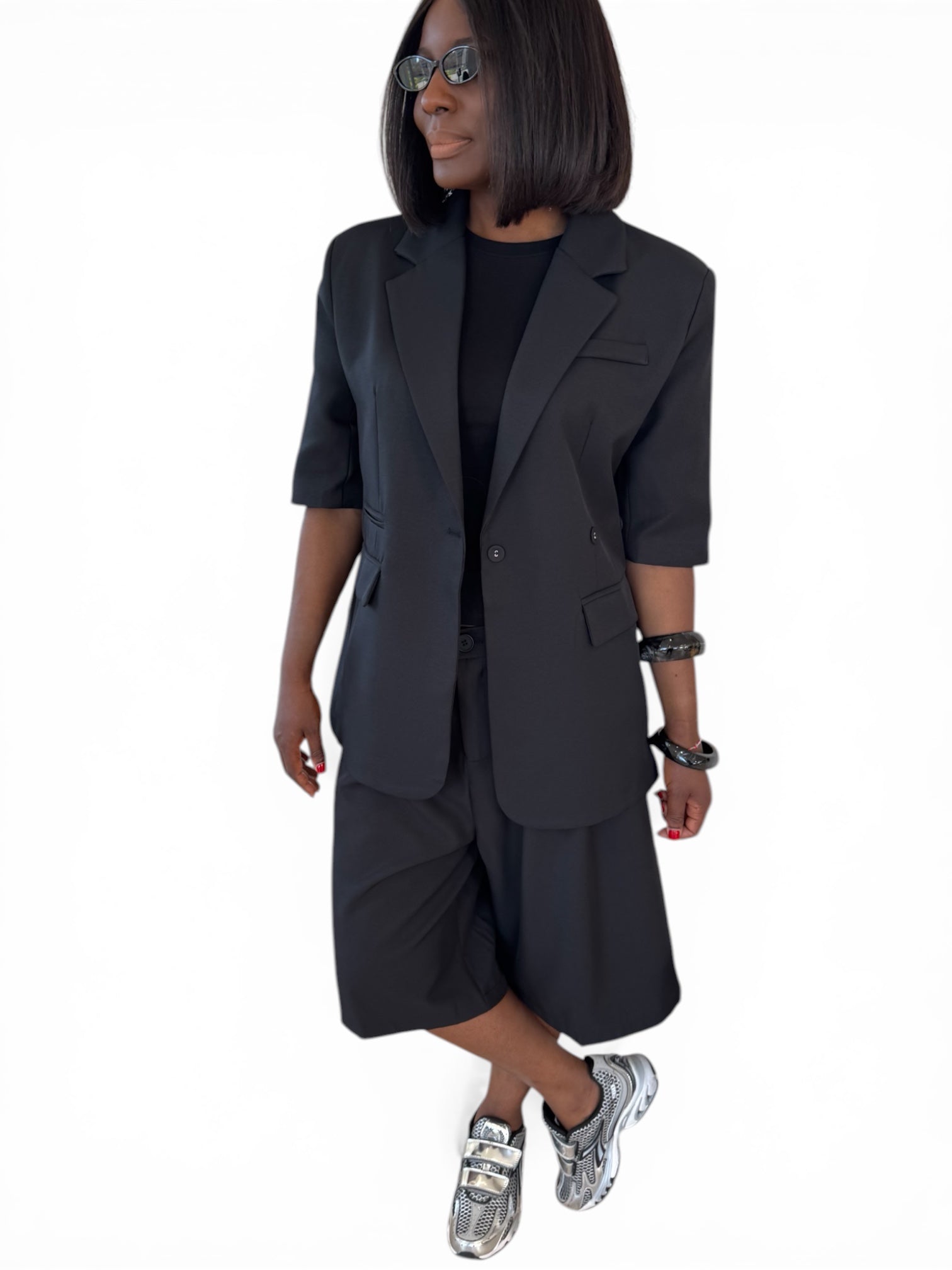 BLAZER NOIR MANCHE COURTE