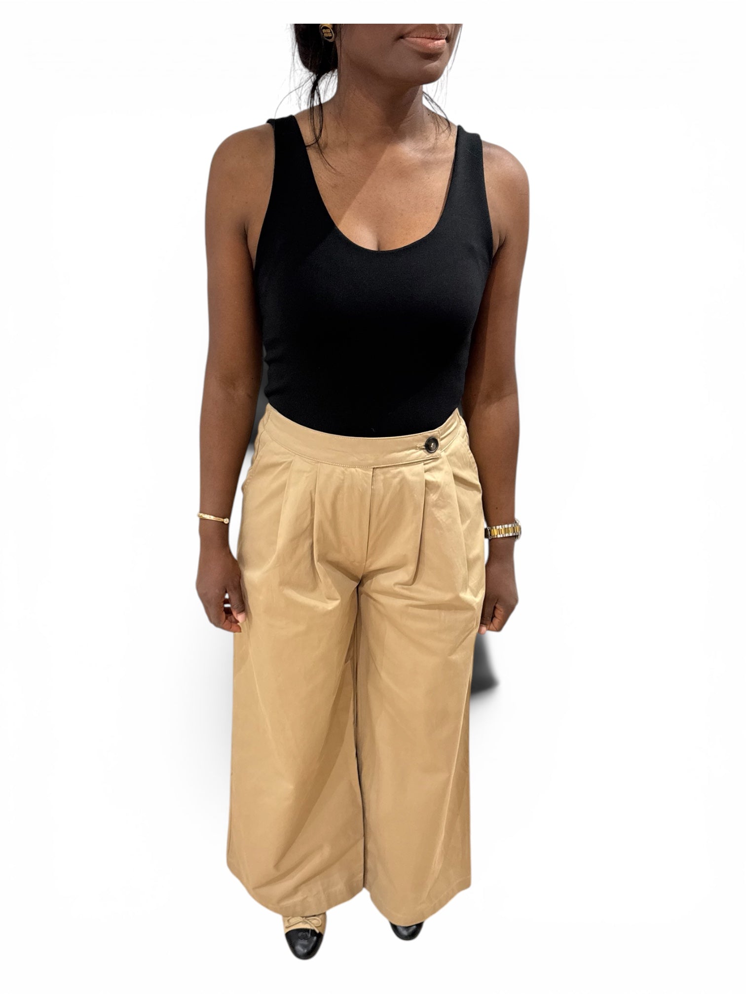 PANTALON PLISSE TAUPE