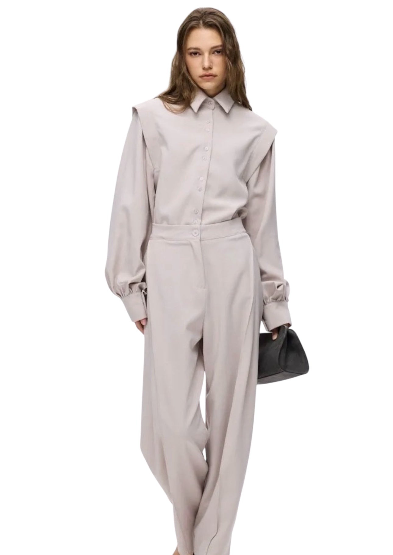 CHEMISE A EPAULES STRUCTURÉES GRIS