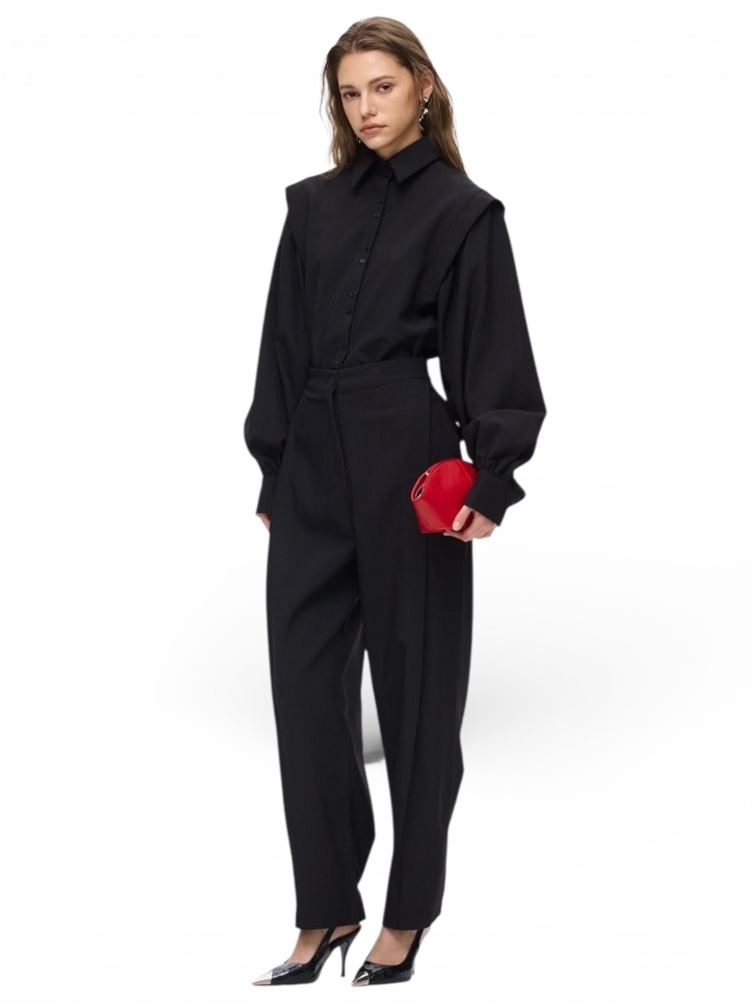 CHEMISE A EPAULES STRUCTURÉES NOIR