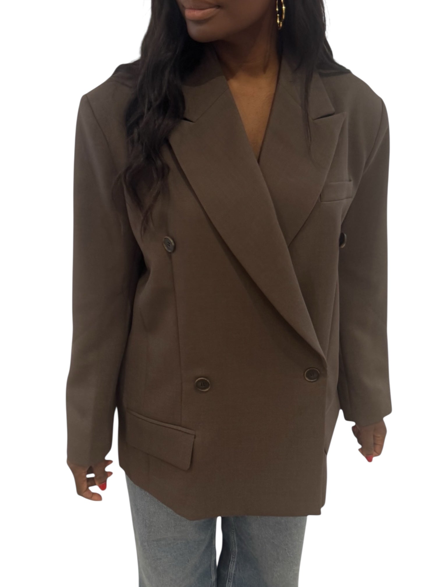 BLAZER CROISÉ OVERSIZE MARRON