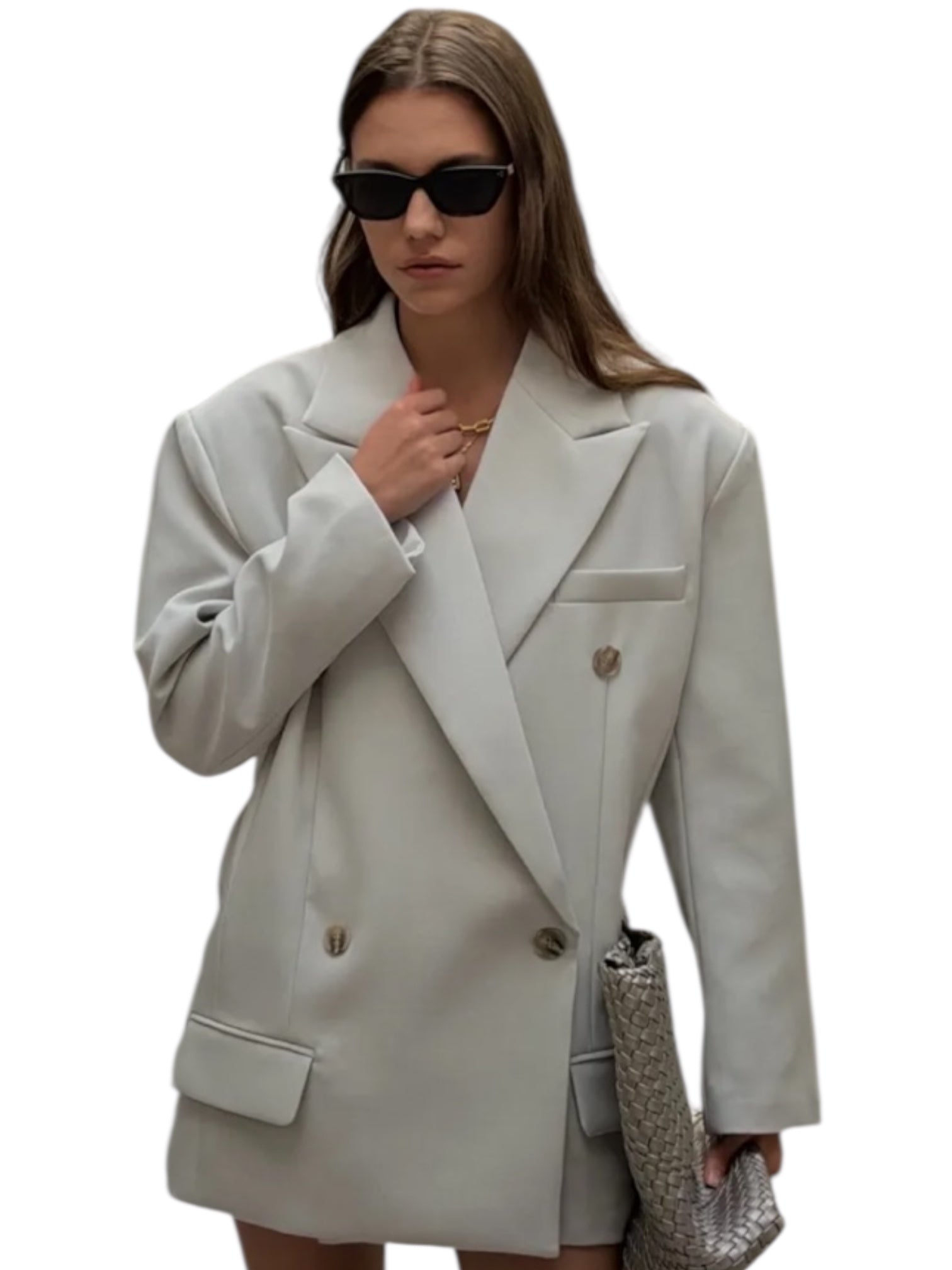 BLAZER CROISÉ OVERSIZE GRIS