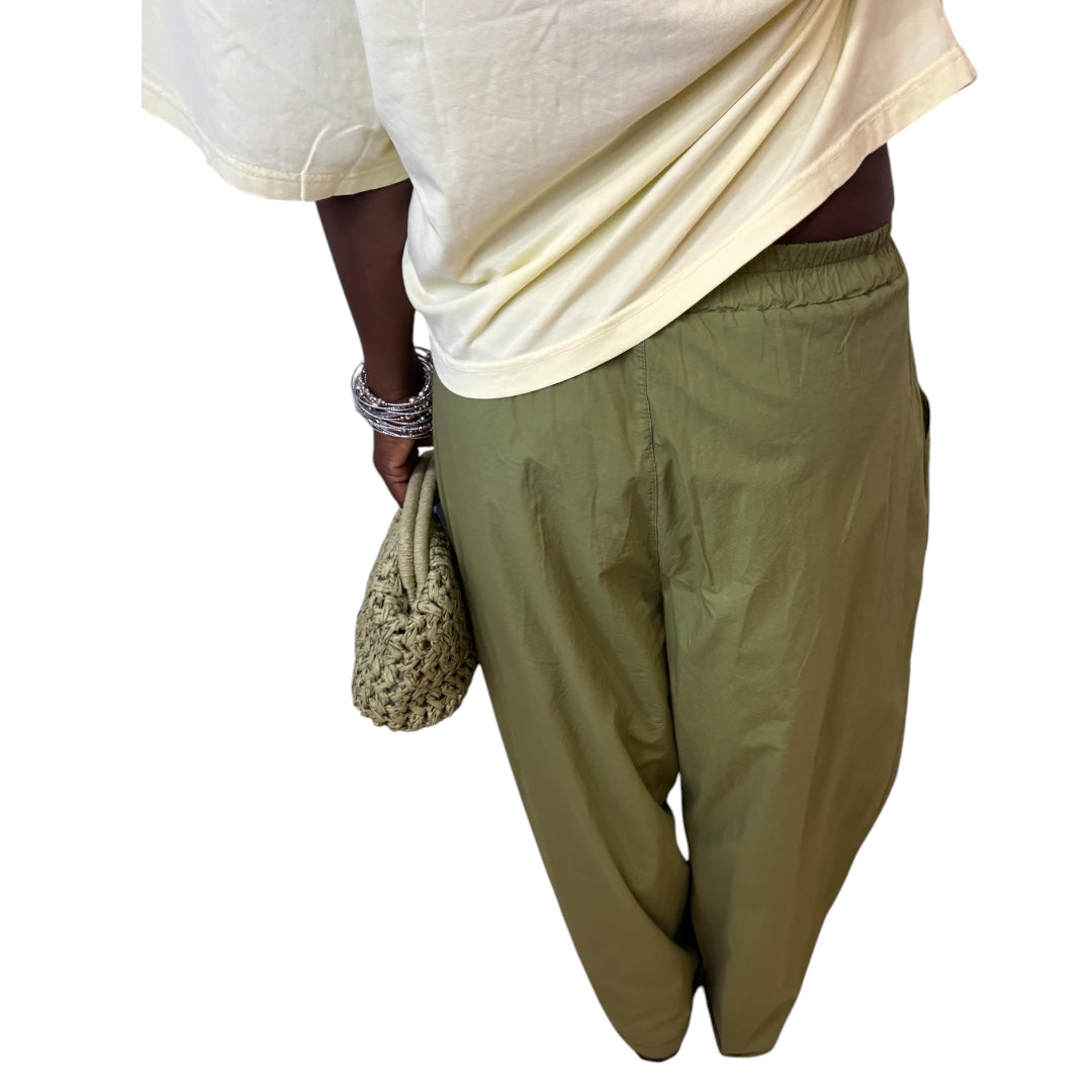 PANTALON POPELINE OVERSIZE VERT
