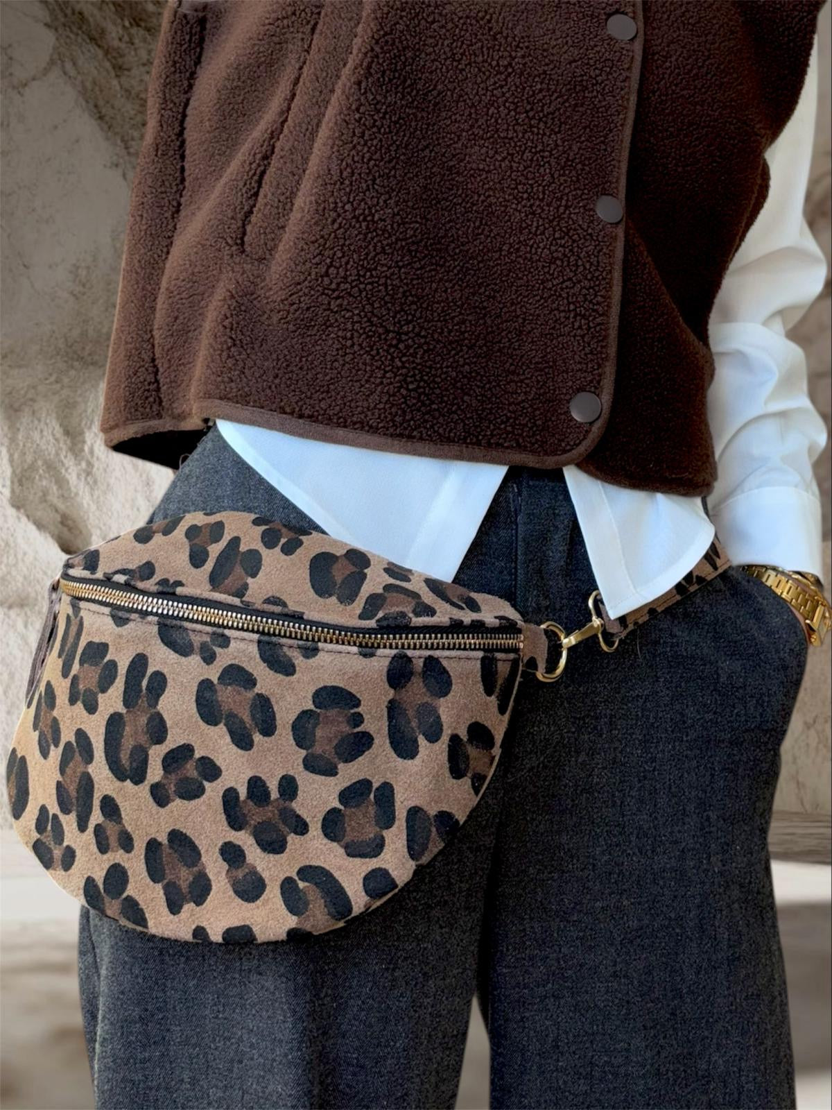 SACOCHE LEO MARRON GROS MOTIFS